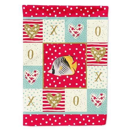 Carolines Treasures 28 x 0.01 x 40 in. Butterfly Fish Love Flag Canvas House Size CK5466CHF